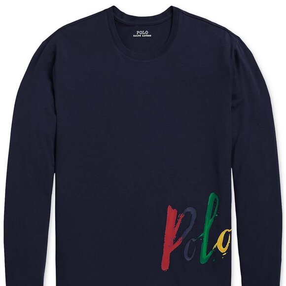 NEW Polo Ralph Lauren Men's Long-Sleeve Crewneck Pajama Shirt Navy, Size Medium - Picture 10 of 10